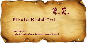 Mikola Richárd névjegykártya